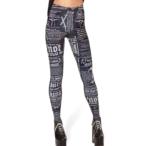 Blackmilk Pants - Blackmilk Game of Thrones Littlefinger Quotes HWMF Statement Leggings Size Small
